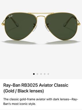 Ray-Ban Gold Frame Sunglasses with Dark Green Lenses